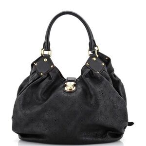 Louis Vuitton Mahina XL Black Leather Hobo Bag With Monogram Design